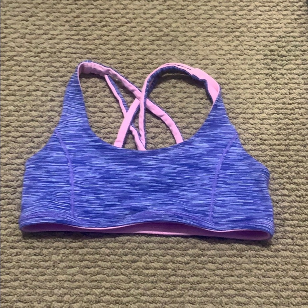 pink and purple reversible ivivva sports bra